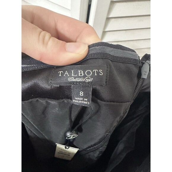 NWT Talbots Sleeveless Satin Black Strapless Maxi Dress Slit Size 8 Wedding - Picture 7 of 8
